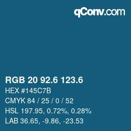 カラーコード: RGB 20 92.6 123.6 | qconv.com