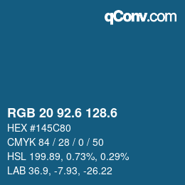 カラーコード: RGB 20 92.6 128.6 | qconv.com