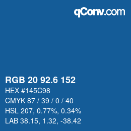 カラーコード: RGB 20 92.6 152 | qconv.com