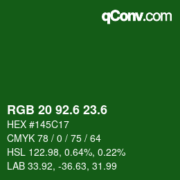 カラーコード: RGB 20 92.6 23.6 | qconv.com