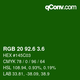 カラーコード: RGB 20 92.6 3.6 | qconv.com