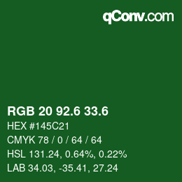 カラーコード: RGB 20 92.6 33.6 | qconv.com