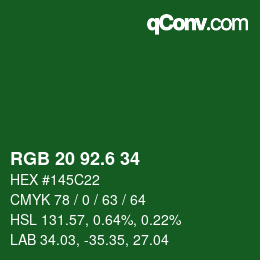 カラーコード: RGB 20 92.6 34 | qconv.com