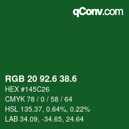 カラーコード: RGB 20 92.6 38.6 | qconv.com