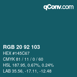 颜色代码: RGB 20 92 103 | qconv.com