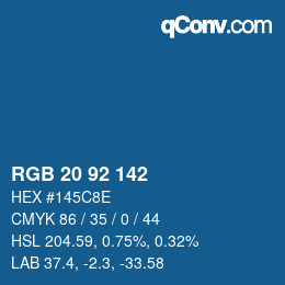 カラーコード: RGB 20 92 142 | qconv.com