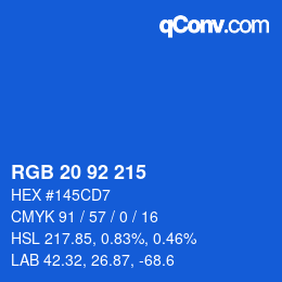 カラーコード: RGB 20 92 215 | qconv.com