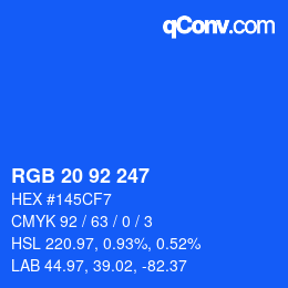 颜色代码: RGB 20 92 247 | qconv.com