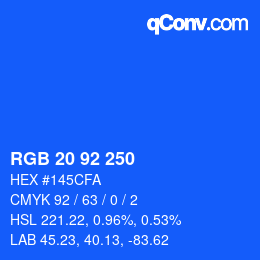 Color code: RGB 20 92 250 | qconv.com