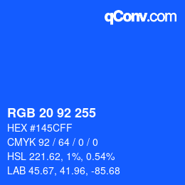 颜色代码: RGB 20 92 255 | qconv.com