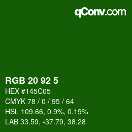 颜色代码: RGB 20 92 5 | qconv.com