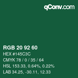 カラーコード: RGB 20 92 60 | qconv.com