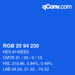 Código de color: RGB 20 94 230 | qconv.com