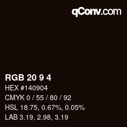 Color code: RGB 20 9 4 | qconv.com