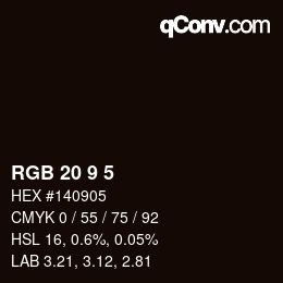 Color code: RGB 20 9 5 | qconv.com