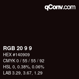 Color code: RGB 20 9 9 | qconv.com