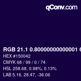 Color code: RGB 21.1 0.80000000000001 66 | qconv.com
