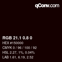 Color code: RGB 21.1 0.8 0 | qconv.com