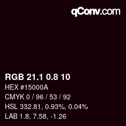 Color code: RGB 21.1 0.8 10 | qconv.com