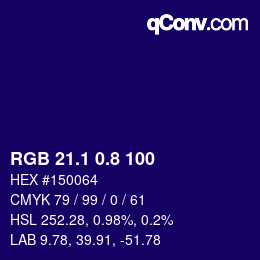 カラーコード: RGB 21.1 0.8 100 | qconv.com