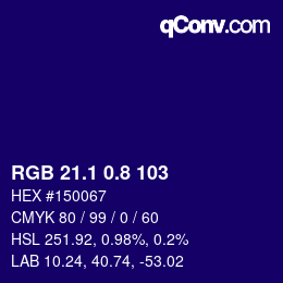 カラーコード: RGB 21.1 0.8 103 | qconv.com