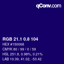 カラーコード: RGB 21.1 0.8 104 | qconv.com