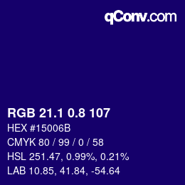 カラーコード: RGB 21.1 0.8 107 | qconv.com