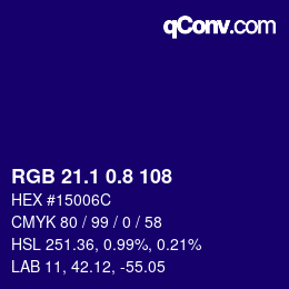 カラーコード: RGB 21.1 0.8 108 | qconv.com