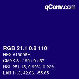 カラーコード: RGB 21.1 0.8 110 | qconv.com