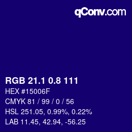 カラーコード: RGB 21.1 0.8 111 | qconv.com