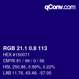 カラーコード: RGB 21.1 0.8 113 | qconv.com