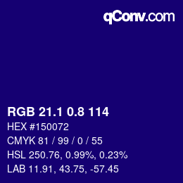 カラーコード: RGB 21.1 0.8 114 | qconv.com