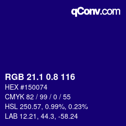カラーコード: RGB 21.1 0.8 116 | qconv.com