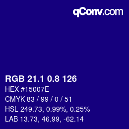カラーコード: RGB 21.1 0.8 126 | qconv.com