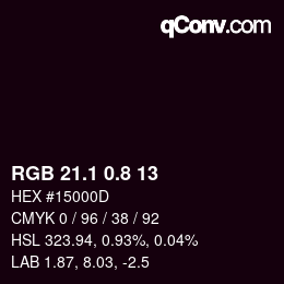 Color code: RGB 21.1 0.8 13 | qconv.com