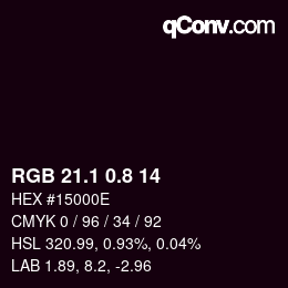 カラーコード: RGB 21.1 0.8 14 | qconv.com