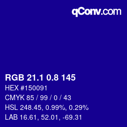 カラーコード: RGB 21.1 0.8 145 | qconv.com