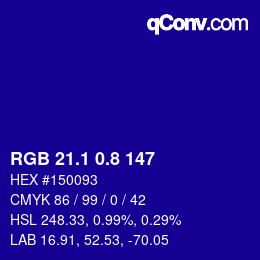 カラーコード: RGB 21.1 0.8 147 | qconv.com
