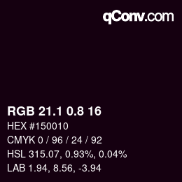 カラーコード: RGB 21.1 0.8 16 | qconv.com