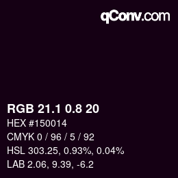 Código de color: RGB 21.1 0.8 20 | qconv.com