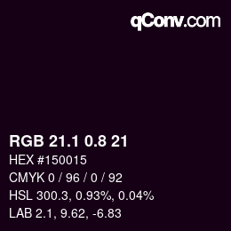 カラーコード: RGB 21.1 0.8 21 | qconv.com