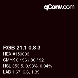 Color code: RGB 21.1 0.8 3 | qconv.com