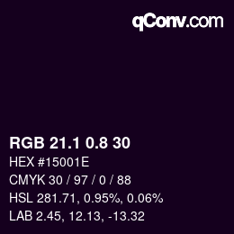 Farbcode: RGB 21.1 0.8 30 | qconv.com