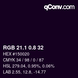 Color code: RGB 21.1 0.8 32 | qconv.com
