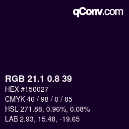 Color code: RGB 21.1 0.8 39 | qconv.com