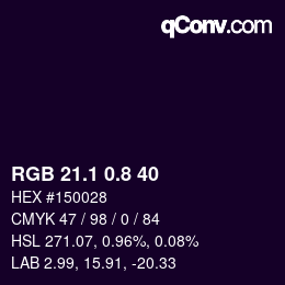 Color code: RGB 21.1 0.8 40 | qconv.com