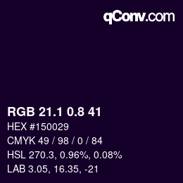 Farbcode: RGB 21.1 0.8 41 | qconv.com