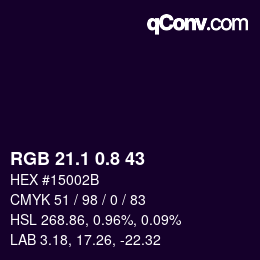 Color code: RGB 21.1 0.8 43 | qconv.com