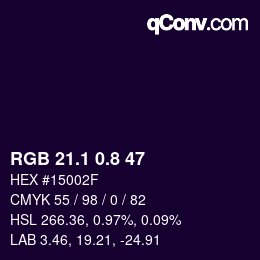 カラーコード: RGB 21.1 0.8 47 | qconv.com