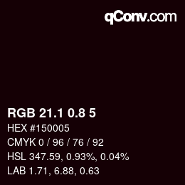 Color code: RGB 21.1 0.8 5 | qconv.com